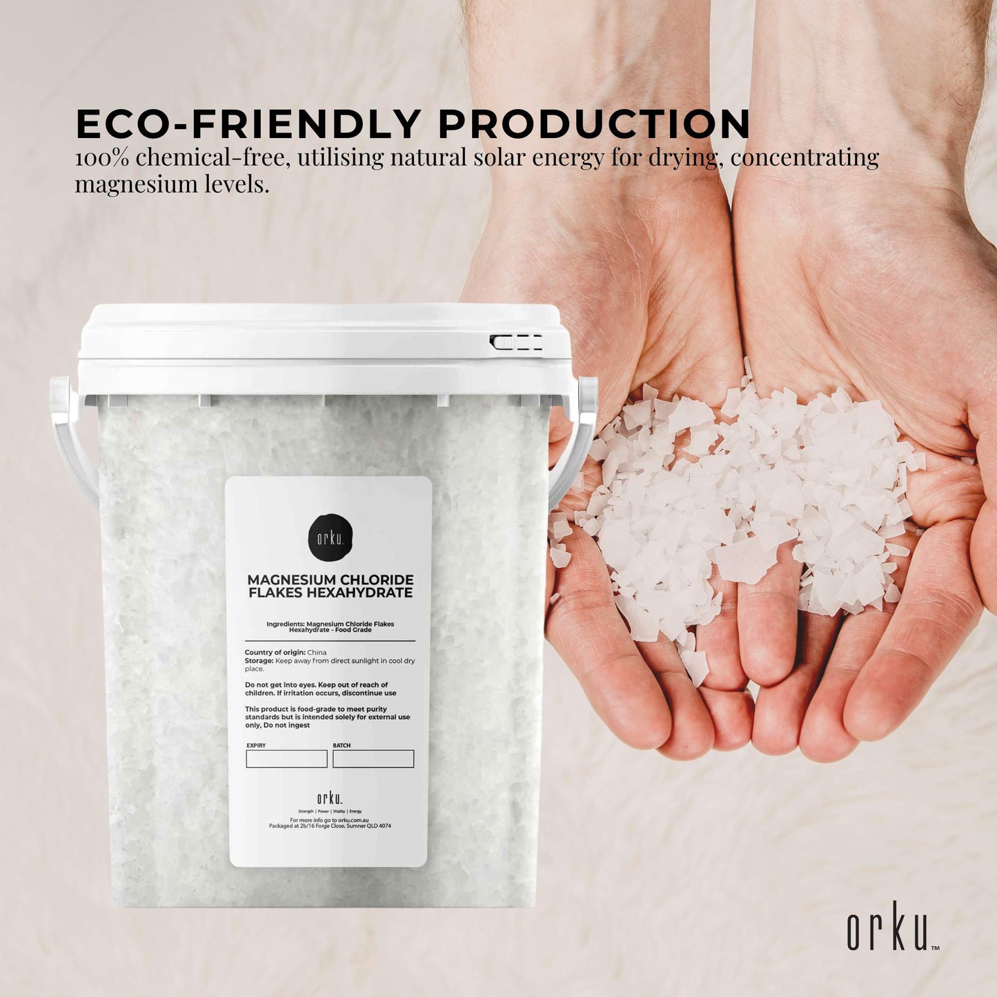 800g Magnesium Chloride Flakes Hexahydrate Tub - Organic USP Food Grade Salt