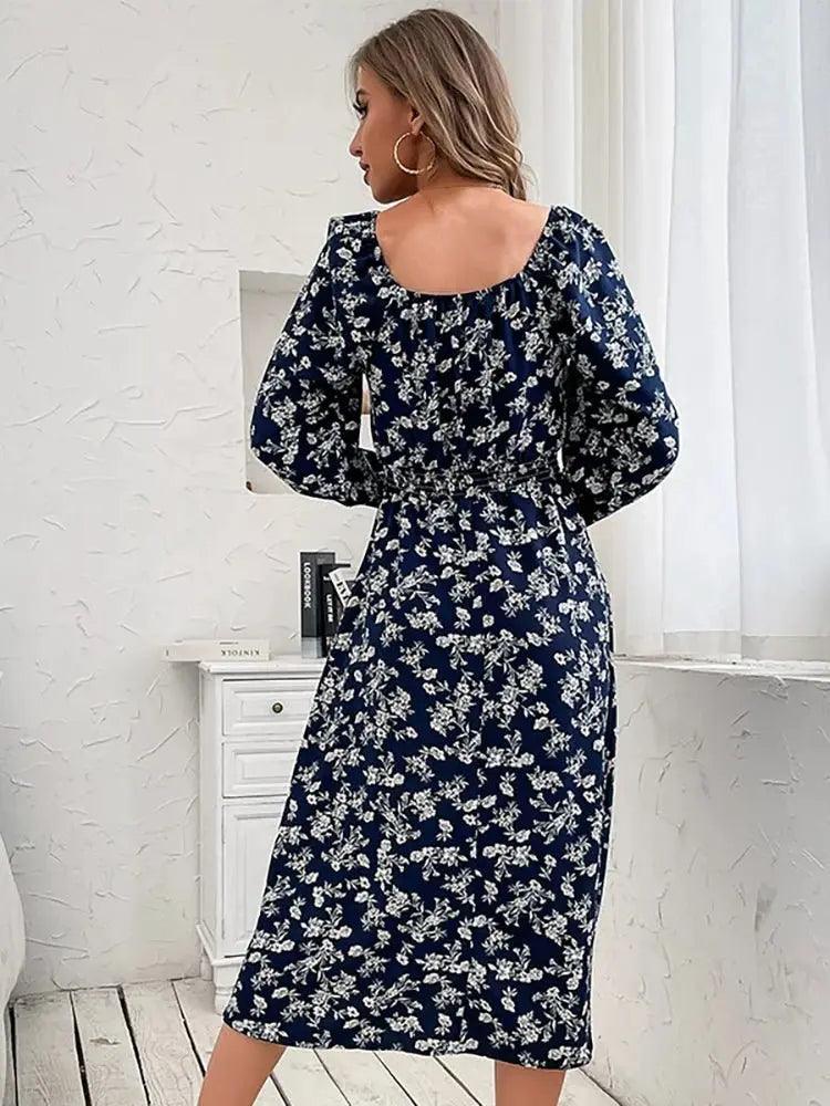 Boho Floral Maxi Dress - Women's V Neck Casual Long Beach Tunic for Leisure Vacation - MissyMays Elegance