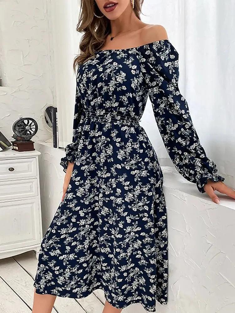 Boho Floral Maxi Dress - Women's V Neck Casual Long Beach Tunic for Leisure Vacation - MissyMays Elegance
