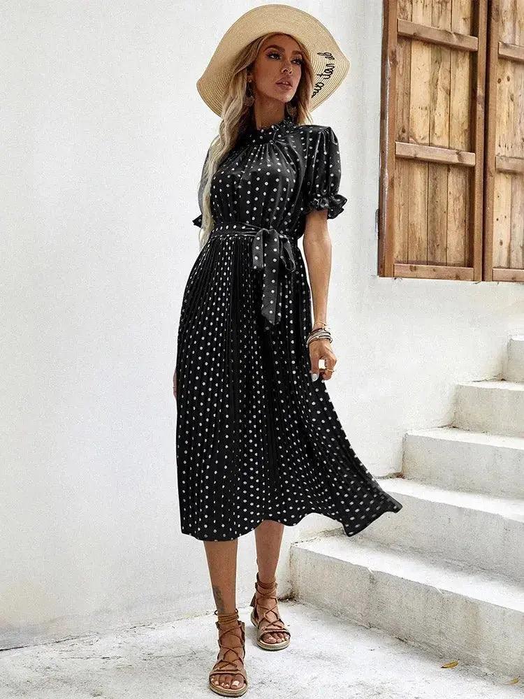 Chiffon Polka Dot Midi Office Dress - Elegant Summer Style for Women - MissyMays Elegance