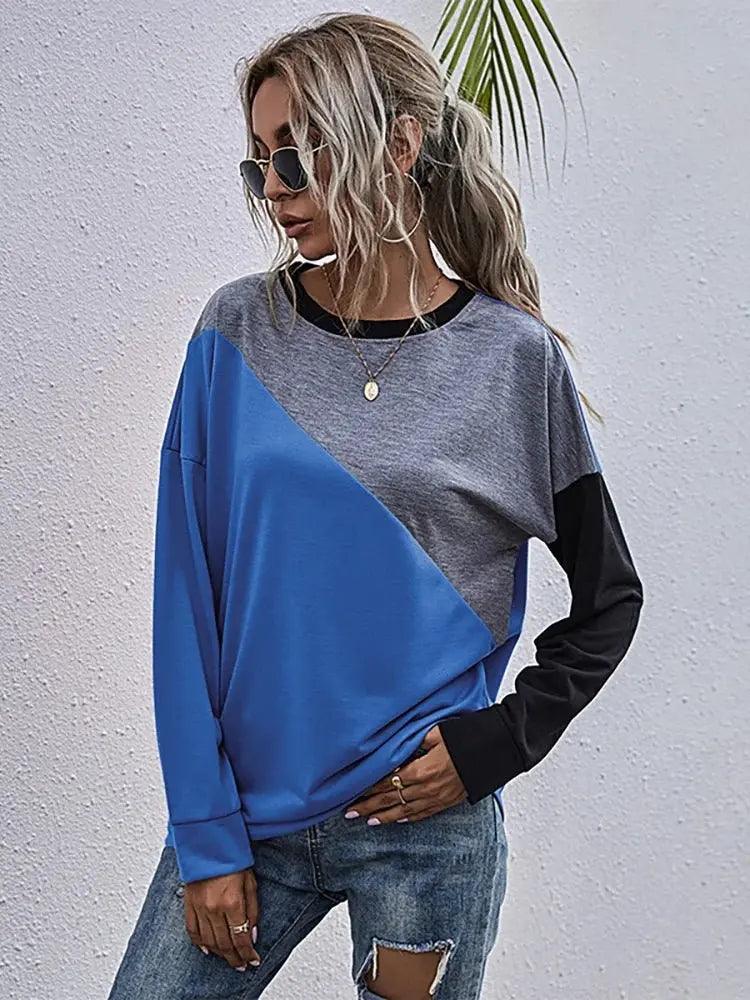 Contrast Color Spliced Sweater - Women's Fashionable Autumn Jumper - MissyMays Elegance