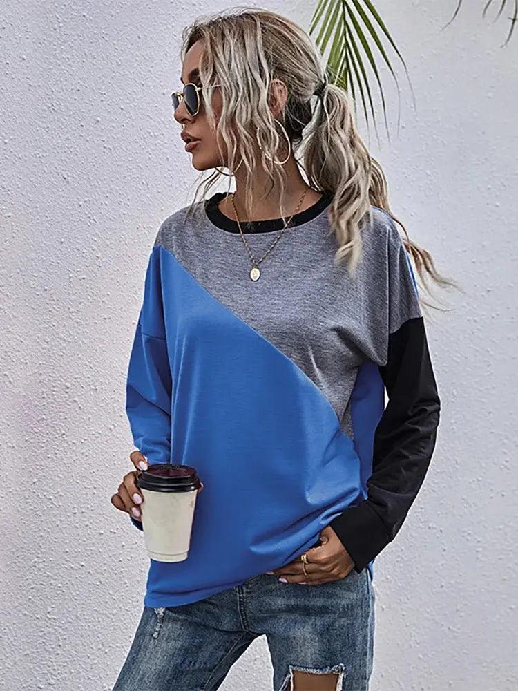 Contrast Color Spliced Sweater - Women's Fashionable Autumn Jumper - MissyMays Elegance