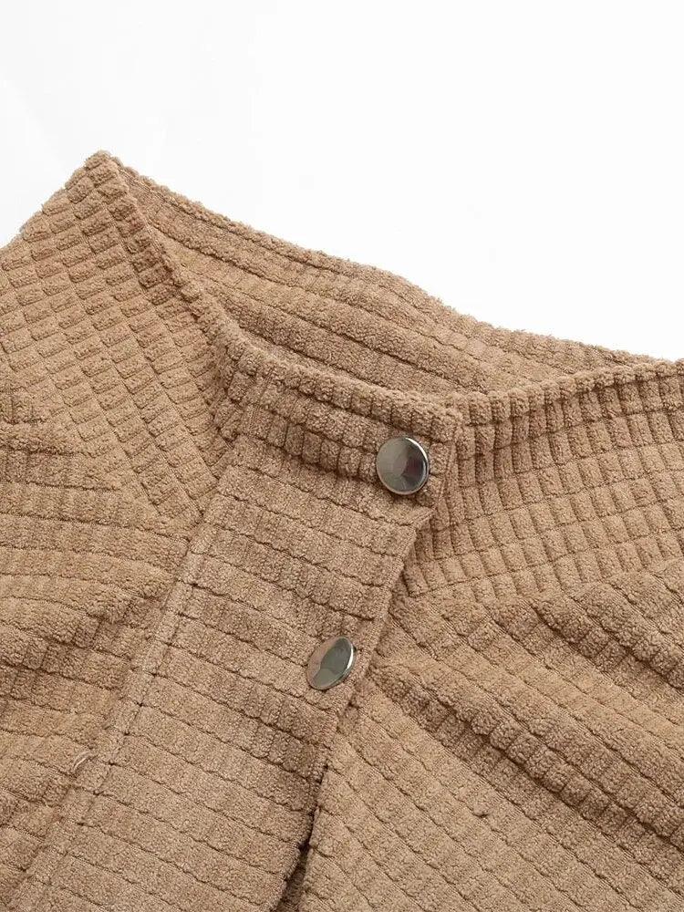Elegant Autumn Corduroy Blazer - Women's Slim Fit Brown Jacket - MissyMays Elegance