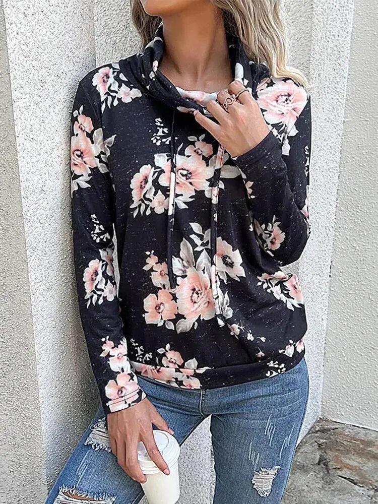Floral Print Casual Sweatshirt - Women's O Neck Long Sleeve Vintage Chic - MissyMays Elegance