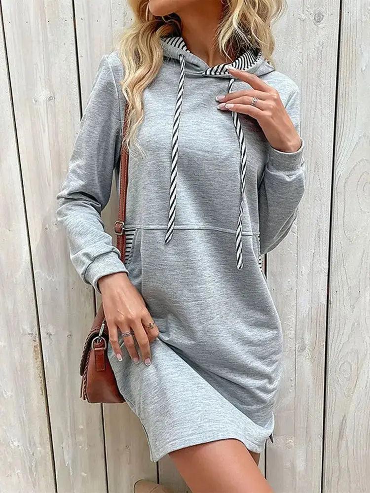 Hooded Sweatshirt Dress Autumn - Casual Long Sleeve Fashion for Women - MissyMays Elegance