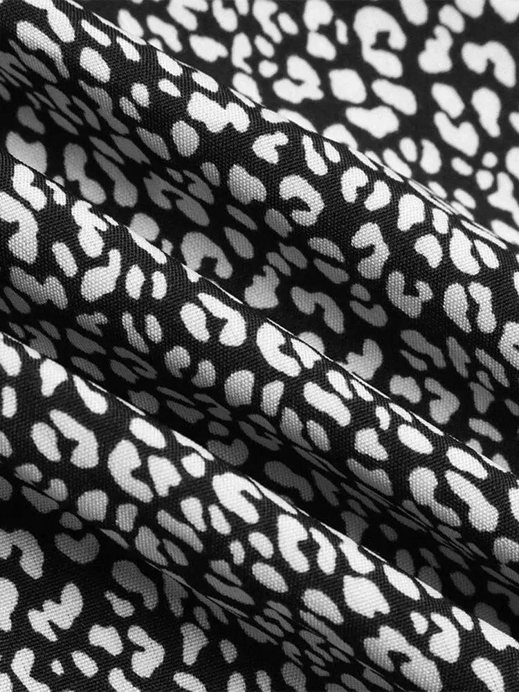 Leopard Print Tunic Midi Dress - Retro Long Sleeve Style with Belt for Women - MissyMays Elegance