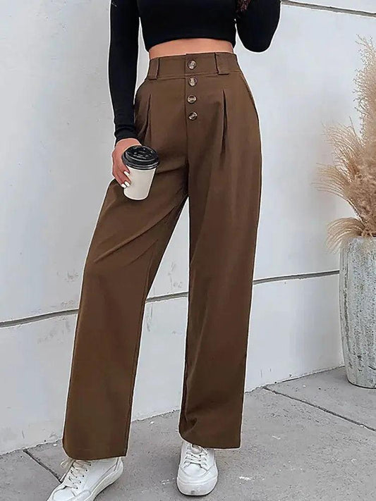 Spring Autumn Women Long Casual Style Fashion High Waist Buttons High Quality Cargo Trousers Pants - MissyMays Elegance
