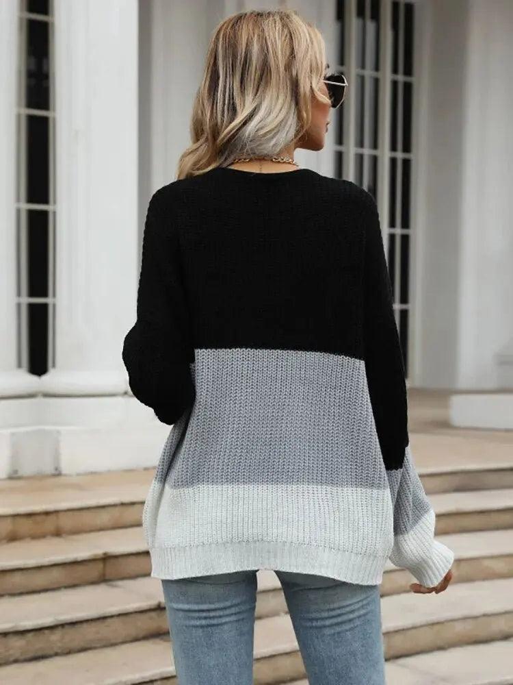 Striped Harajuku Knit Sweater - Women's Loose Autumn Winter Pullover - MissyMays Elegance