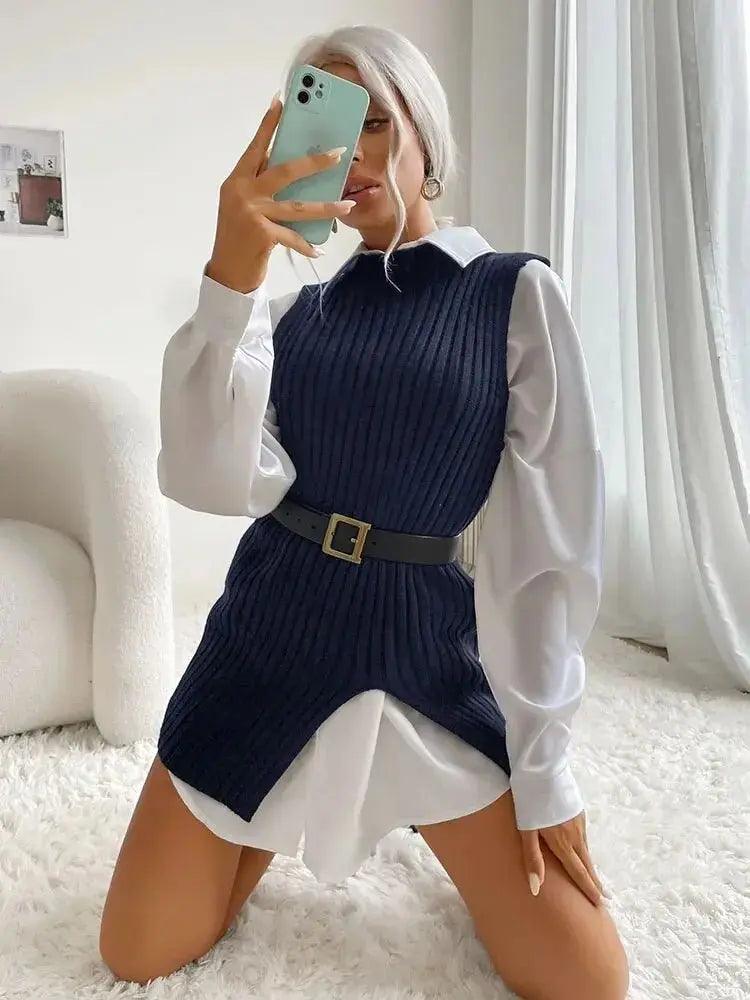 Stylish Women Sleeveless Knit Vest | Long Pullover Sweater - MissyMays Elegance