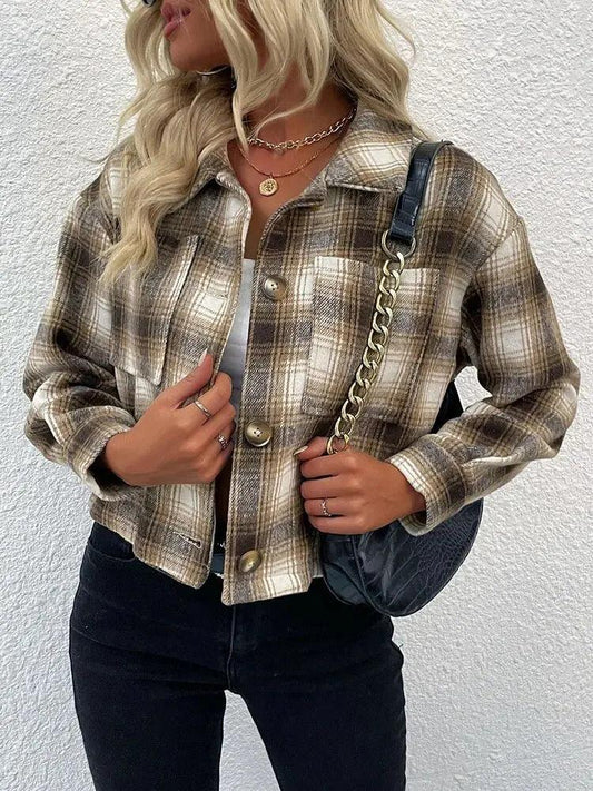 Thick Plaid Shirts Women Winter Warm Lapel Collar Blouses Tops Casual Shirt Jacket Female Clothes Coat Outwear - MissyMays Elegance