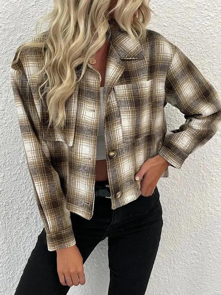 Thick Plaid Shirts Women Winter Warm Lapel Collar Blouses Tops Casual Shirt Jacket Female Clothes Coat Outwear - MissyMays Elegance