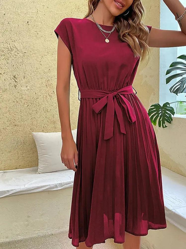 V-Neck Split Lace-up Summer Dress - Elegant Short Sleeve Robe for Beach and Party - MissyMays Elegance