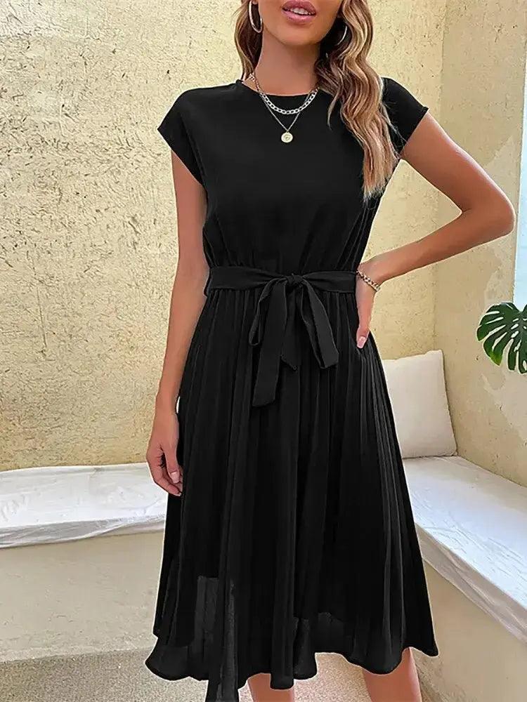 V-Neck Split Lace-up Summer Dress - Elegant Short Sleeve Robe for Beach and Party - MissyMays Elegance