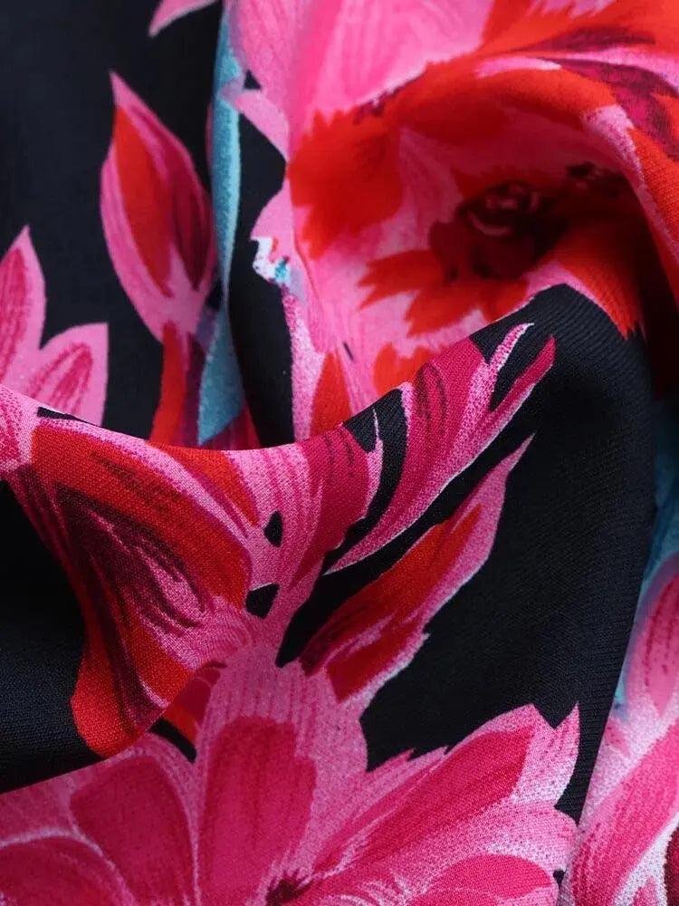 Y2K Floral Hollow Out Mini Dress - Deep V Neck Short Sleeve for Summer Beach - MissyMays Elegance