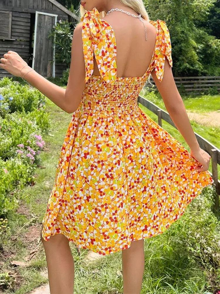Y2K Spaghetti Strap Backless Mini Dress - Summer Beach Sundress for Ladies - MissyMays Elegance